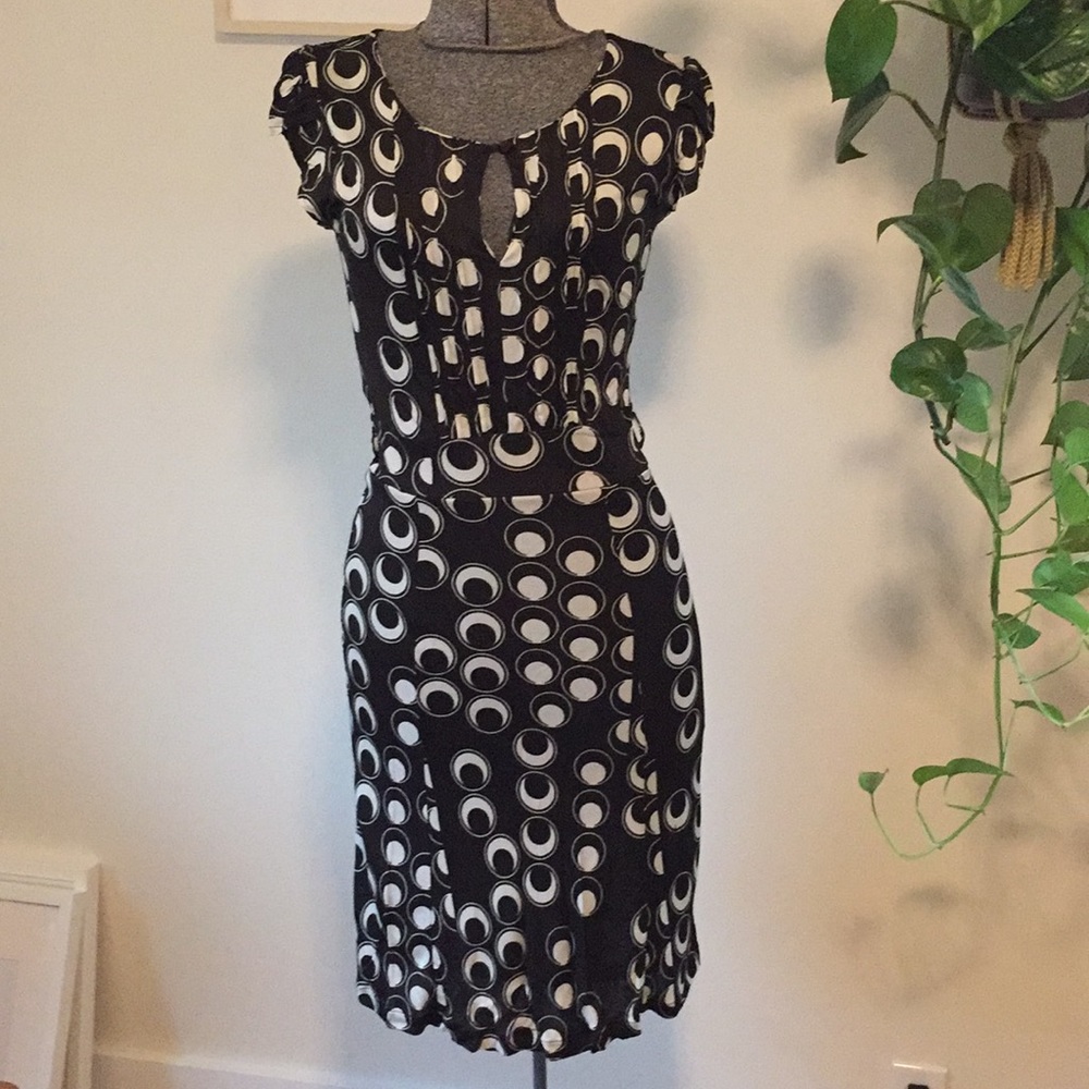 Mango Suit Black and White Cocktail Dress